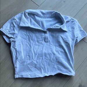 White ALO Collared Crop Top